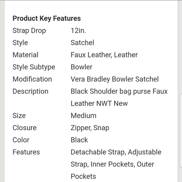 NWOT Vera Bradley Bowler Satchel - Picture 5 of 7